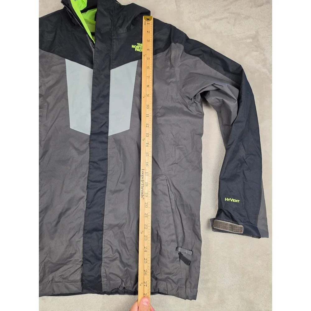 The North Face HyVent Rain Jacket Boys XL 18/20 Gray Black Hooded Windbreaker